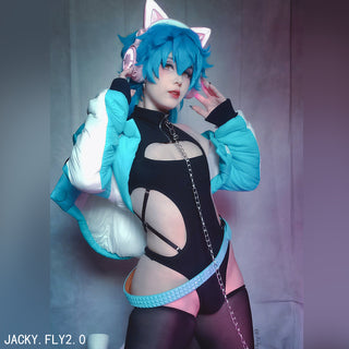 Femboy Hollow-out Bodysuit (2-Piece Set) AS58
