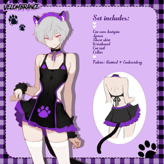 Pre-Order Purple Femboy Cat Cosplay Set  (6-Piece Set)  AS68
