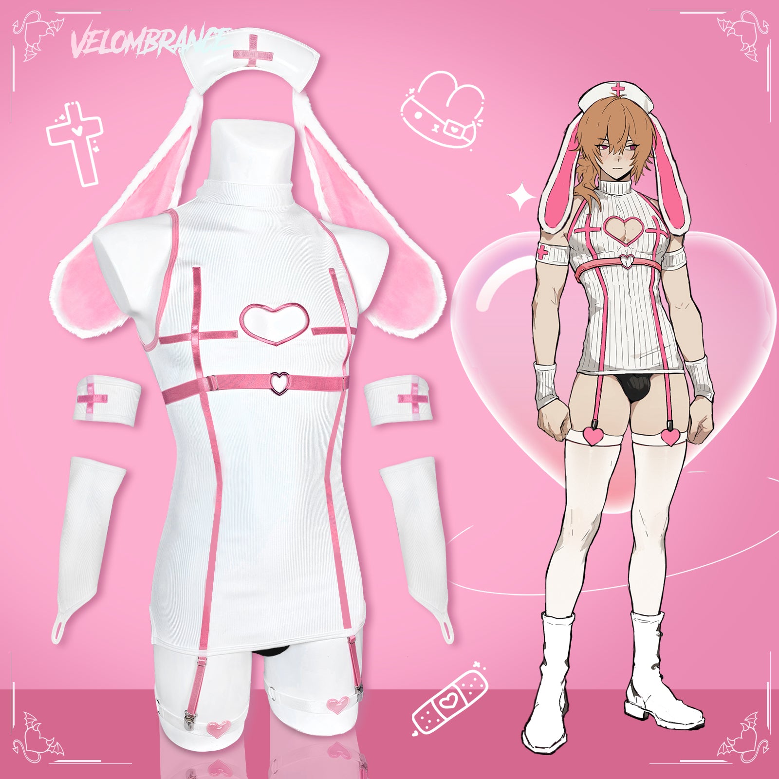 Sweetheart Bunny Nurse Dress (8-Piece Set) AS49