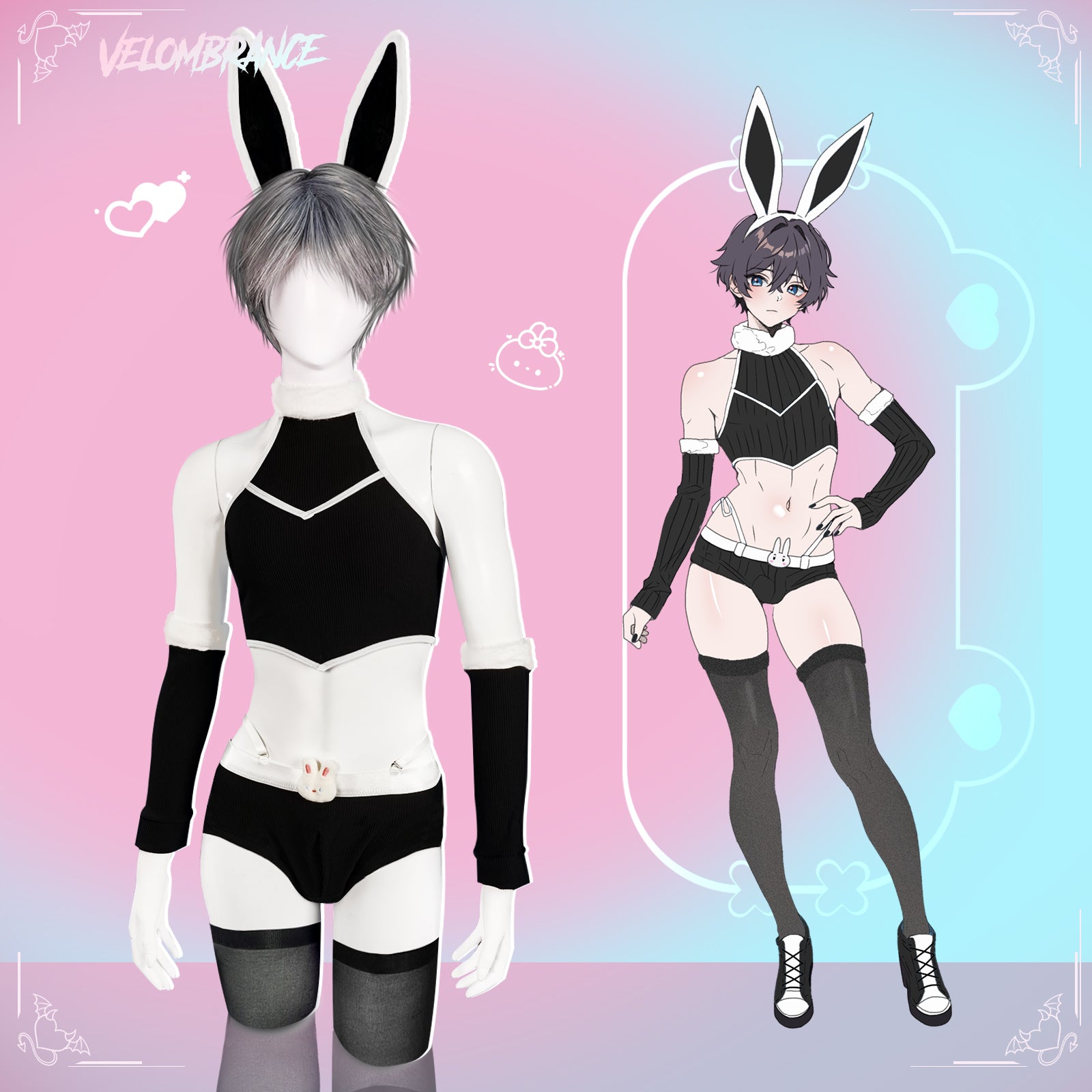Cosplay Cute Bunny Ear Knitwear (5-Piece Set) AS06