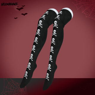 Halloween Knit Thigh-High Socks AK01