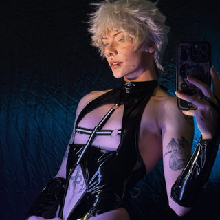 Dark Cross Wings Strappy Outfit (4-Piece Set) AS07